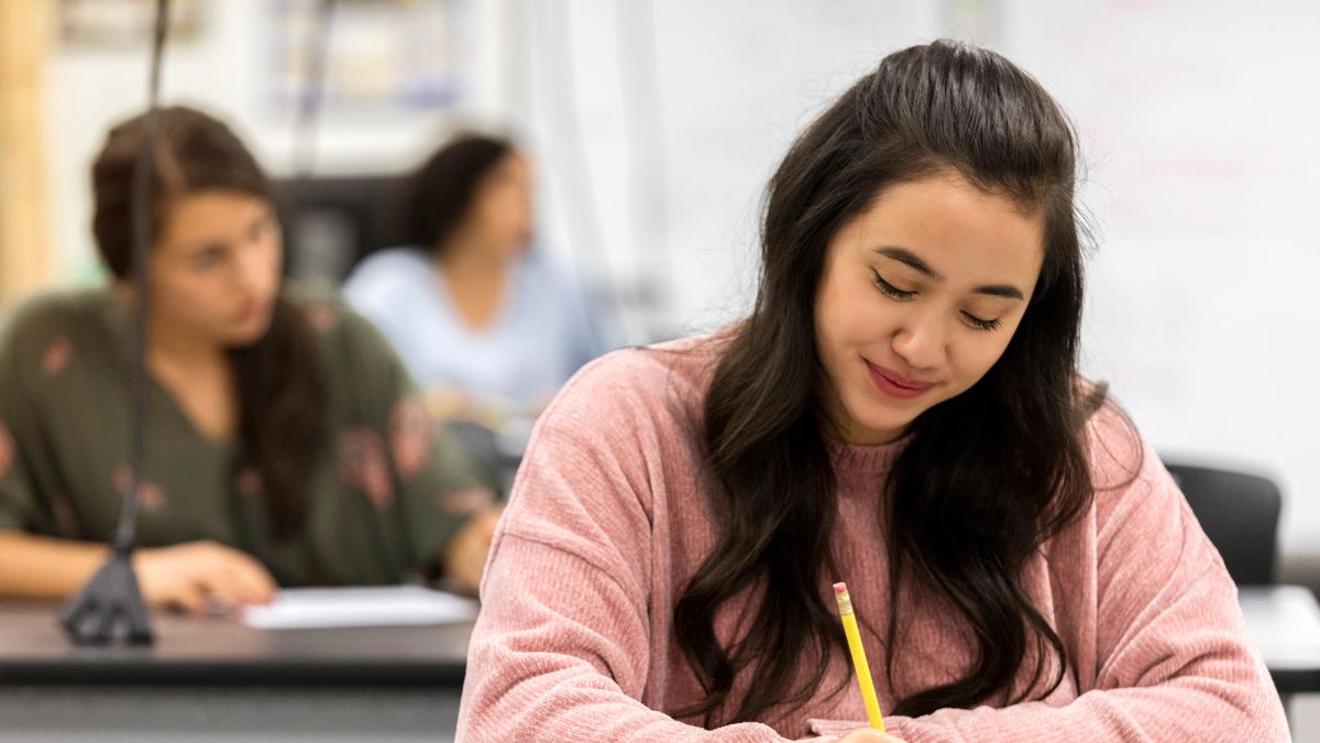 A student writing an exam
